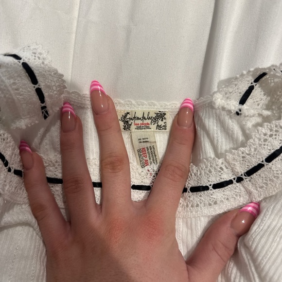 Free People White Lace Trim Tank Top - Picture 2 of 3